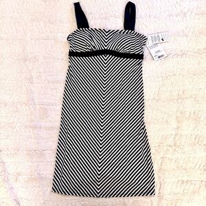 Athleta Pura Swim Dress | Black & White Stripe | Size 34 B/C NWT sleeveless midi